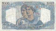 NOTES OF THE BANQUE DE FRANCE 1000 francs Banque de France. Billet. Minerve et Hercule, -