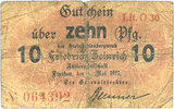 GERMANY - EMERGENCY NOTES (1914-1923) K - Z 10 pf Lintfort, Steinkohlenbergwerk Friedrich Heinrich, billet Lit O 30 -