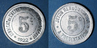 FRENCH EMERGENCY COINS 5 centimes Hérault (34). Syndicat de l'Alimentation en Gros. 1922, type fauté avec HERAUT -