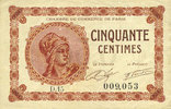 FRENCH EMERGENCY NOTES 50 centimes Paris (75). Chambre de Commerce. Billet. 10.3.1920, série D.15 -