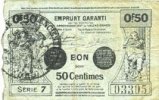 FRENCH EMERGENCY NOTES 50 centimes Valenciennes (59). Emprunt Communes. Billet. série 7 -