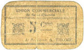 FRENCH EMERGENCY NOTES 5 centimes Saint-Quentin (02). Union Commerciale. Billet. fleurettes 3 -