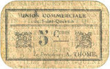 FRENCH EMERGENCY NOTES 5 centimes Saint-Quentin (02). Union Commerciale. Billet. fleurettes 3 -