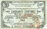 FRENCH EMERGENCY NOTES 50 centimes Sénones (88). Syndicat Financier des Communes de la Liaison des Vosges. Billet -
