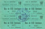 FRENCH EMERGENCY NOTES 10 centimes Tergnier (02). Ville. Emission spéciale. Planche de 4 billets de -