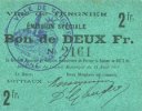 FRENCH EMERGENCY NOTES 2 francs Tergnier (02). Ville. Emission spéciale. Billet. -