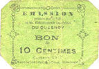 FRENCH EMERGENCY NOTES 10 centimes Le Quesnoy (59). Ville et Etablissements Charitables. Billet. octobre 1915 -