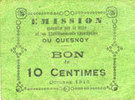 FRENCH EMERGENCY NOTES 10 centimes Le Quesnoy (59). Ville et Etablissements Charitables. Billet. octobre 1915 -