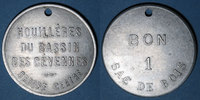FRENCH EMERGENCY COINS Les Cévennes (30). Houillères du Bassin des Cévennes - Groupe centre. 1 sac de bois. Frappe médaille -