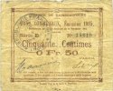 FRENCH EMERGENCY NOTES 50 centimes Raimbeaucourt (59). Commune. Billet. émission 1915, série E -