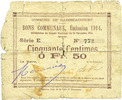 FRENCH EMERGENCY NOTES 50 centimes Raimbeaucourt (59). Commune. Billet. 14.11.1914, série E -