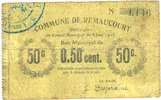 FRENCH EMERGENCY NOTES 50 centimes Remaucourt (02). Billet. -