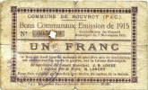 FRENCH EMERGENCY NOTES 1 franc Rouvroy (62). Commune. Billet. -