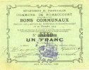 FRENCH EMERGENCY NOTES 1 franc Rumaucourt (62). Commune. Billet. -