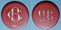 FRENCH EMERGENCY COINS 20 francs La Bourboule (63). Casino Municipal. . plastique laminé rouge, gravé et peint en blanc -