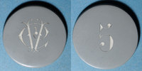 FRENCH EMERGENCY COINS 5 francs Vichy (03). Casino. . Plastique gris gravé et peint en blanc -