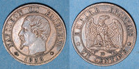 FRENCH MODERN COINS 1 centime 2e empire (1852-1870). tête nue Strasbourg -