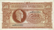 NOTES OF THE TREASURY (TRESOR) 500 francs Billet. Marianne, impression anglaise - 1945 -