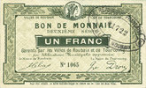 FRENCH EMERGENCY NOTES 1 franc Roubaix et Tourcoing (59). Billet. 2e série. N° -