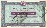 FRENCH EMERGENCY NOTES 10 francs Roubaix et Tourcoing (59). Billet. 6e série. N° 3407. Cachet : ANNULE -