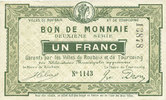 FRENCH EMERGENCY NOTES 1 franc Roubaix et Tourcoing (59). Billet. 2e série. N° -