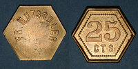 FRENCH EMERGENCY COINS 25 centimes Strasbourg (67). Fr. Mutschler (restaurant Grande Taverne Vignette). -