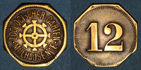FRENCH EMERGENCY COINS 12 pfennig Mulhouse (68, Alsace). Zoologischer Garten (Jardin zoologique). -