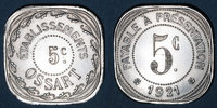 FRENCH EMERGENCY COINS 5 centimes Montpellier (34). Etablissements Ossart. -