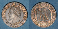 FRENCH MODERN COINS 1 centime 2e empire (1852-1870). tête laurée Bordeaux -