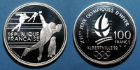 FRENCH MODERN COINS 100 francs 5e république (1959-). 1990 J.O. Albertville Patinage de vitesse -