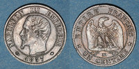 FRENCH MODERN COINS 1 centime 2e empire (1852-1870). tête nue Marseille -