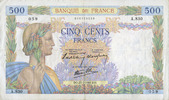 NOTES OF THE BANQUE DE FRANCE 500 francs Banque de France. Billet. la Paix, -