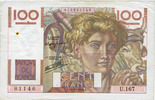 NOTES OF THE BANQUE DE FRANCE 100 francs Banque de France. Billet. jeune paysan, -