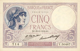 NOTES OF THE BANQUE DE FRANCE 5 francs Banque de France. Billet. violet, -