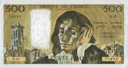 NOTES OF THE BANQUE DE FRANCE 500 francs Banque de France. Billet. (Pascal) -