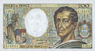 NOTES OF THE BANQUE DE FRANCE 200 francs Banque de France. Billet. (Montesquieu), -