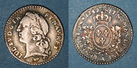 FRENCH ROYAL COINS Louis XV (1715-1774). 1/20 écu au bandeau 2e semestre -