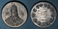 ALSACE Alsace. Strasbourg. Visite de Guillaume I. Défilé du 15e corps d'armée. Médaille étain-plomb -