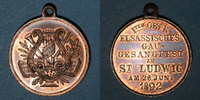 ALSACE Alsace. Saint-Louis. 1er concours de chant du Haut-Rhin. Médaille cuivre. 27,3 mm -