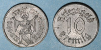 FRENCH EMERGENCY COINS 10 pfennig Strasbourg (67). Ville. Fer. Défaut de découpe du flan -