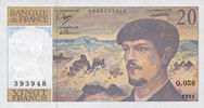 NOTES OF THE BANQUE DE FRANCE 20 francs Banque de France. Billet. . Debussy 1990, à fil de sécurité -