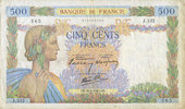 NOTES OF THE BANQUE DE FRANCE 500 francs Banque de France. Billet. la Paix, -