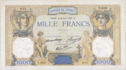 NOTES OF THE BANQUE DE FRANCE 1000 francs Banque de France. Billet. Cérès et Mercure, -
