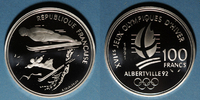 FRENCH MODERN COINS 100 francs 5e république (1959-). 1991 J.O. Albertville Saut à ski moderne / Belle Epoque -
