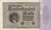 GERMANY 100 000 mark Allemagne. Billet. Série T -