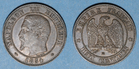 FRENCH MODERN COINS 2 centimes 2e empire (1852-1870). tête nue, Strasbourg -