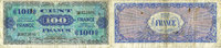 NOTES OF THE TREASURY (TRESOR) 100 francs Billet. France, type américain. Série 8 -