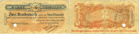 FRENCH EMERGENCY NOTES 2 mark Guebwiller (68). Billet. 6.8.1914, annulation par perforation -