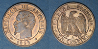 FRENCH MODERN COINS 1 centime 2e empire (1852-1870). tête nue -
