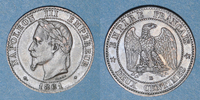FRENCH MODERN COINS 2 centimes 2e empire (1852-1870). tête laurée Strasbourg. Pointe du buste alignée sur le 1 -